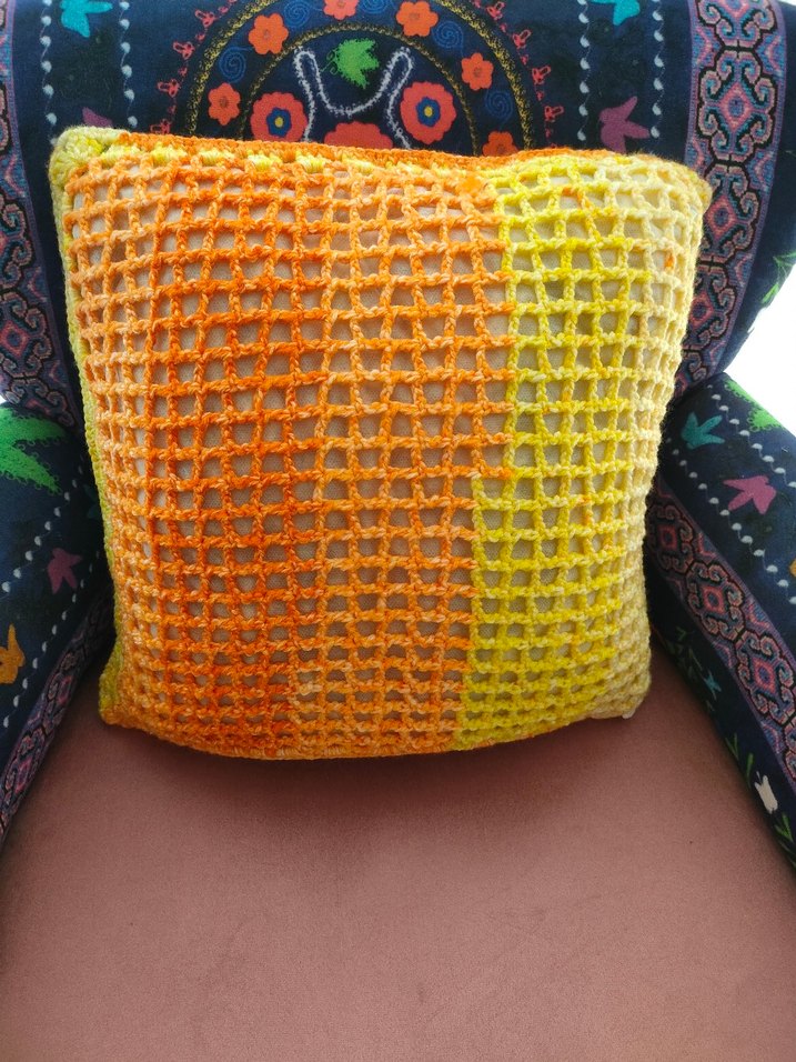 Renkli Bohem Örgü Dekoratif Yastık - Görsel 3