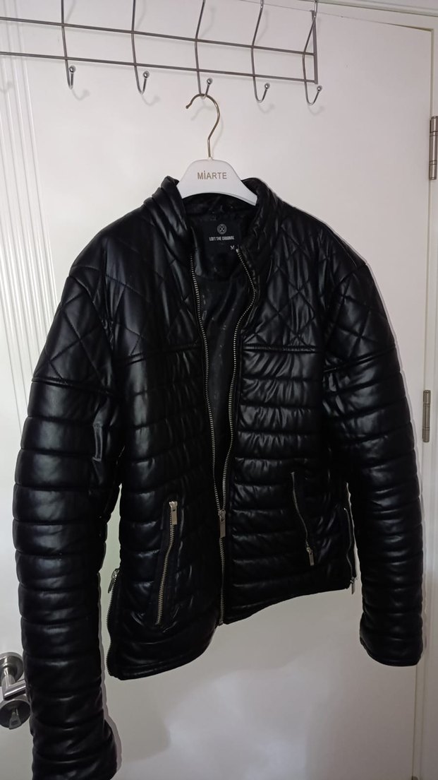 MIARTE Siyah Deri Biker Ceket - Görsel 2