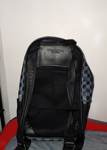 Kilitli Siyah Gri Kareli Deri Sırt Çantası - Görsel 2