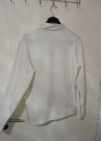 Beyaz Fermuarlı Erkek Sweatshirt ORJİNAL - Görsel 3