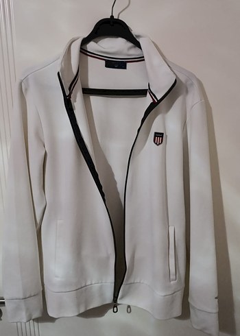 Beyaz Fermuarlı Erkek Sweatshirt ORJİNAL - Görsel 2