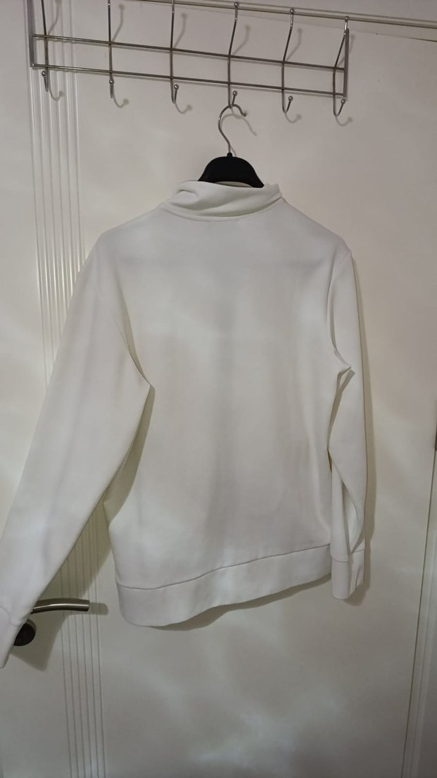 Beyaz Fermuarlı Erkek Sweatshirt ORJİNAL - Görsel 3