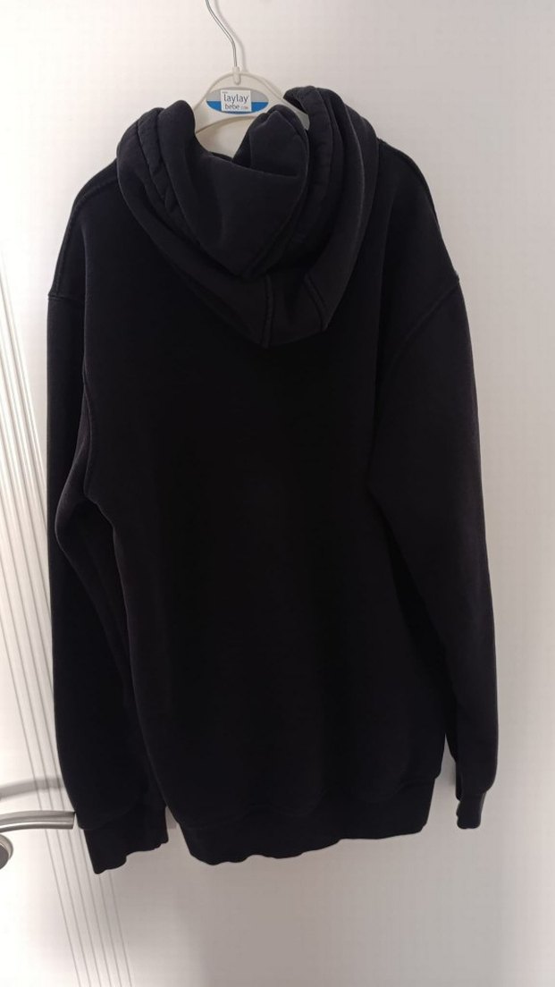 Siyah Kapüşonlu Erkek Sweatshirt - Görsel 3