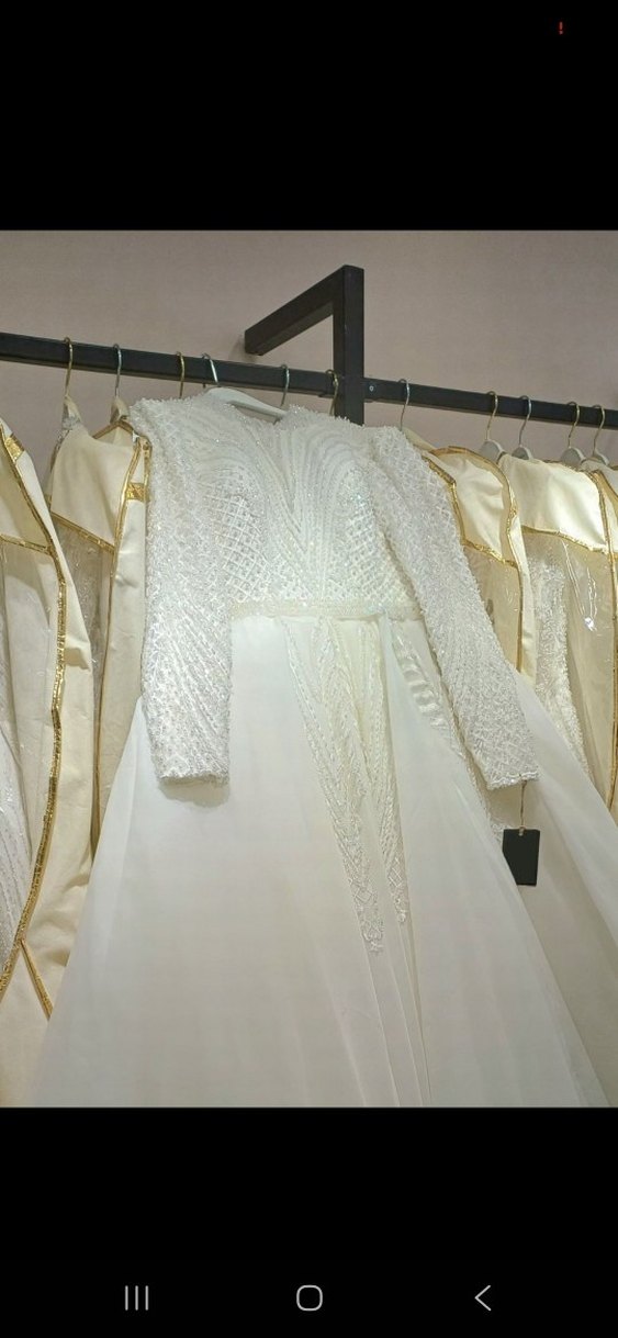 Uzun Kollu Beyaz Prenses Gelinlik - Görsel 2