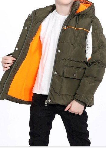 Erkek Çocuk Haki polarlı  Mont - Görsel 3