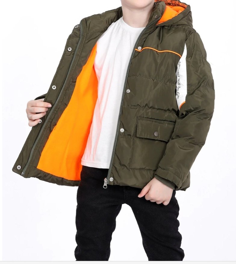 Erkek Çocuk Haki polarlı  Mont - Görsel 3