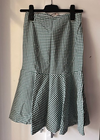 Yeşil Ekose Pilili Midi Etek - Görsel 5