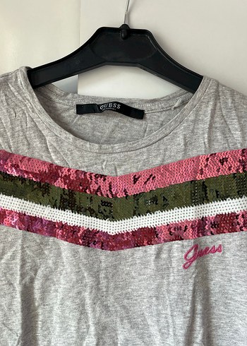 Kısa Kollu Gri Baskılı Kadın Tişört - Görsel 2