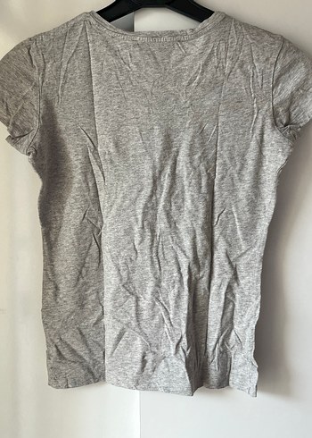 Kısa Kollu Gri Baskılı Kadın Tişört - Görsel 3