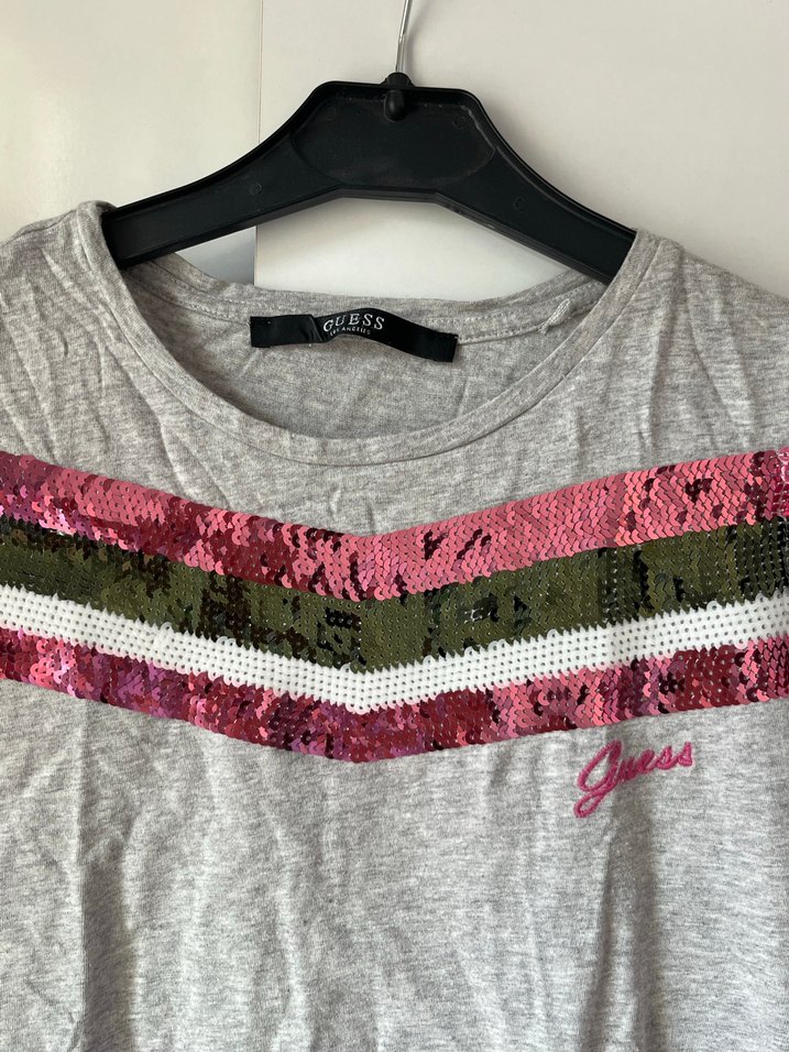 Kısa Kollu Gri Baskılı Kadın Tişört - Görsel 2