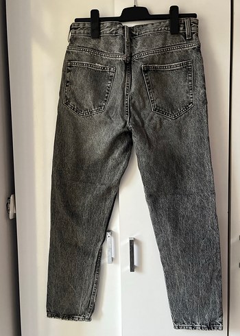 Gri Düğmeli Denim Kadın Jean - Görsel 4