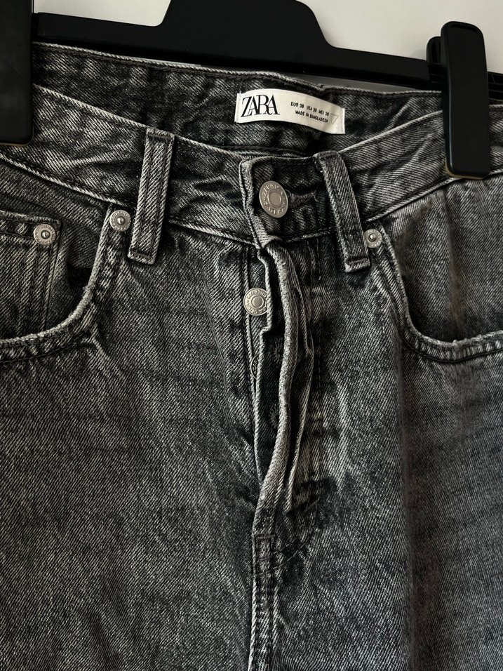 Gri Düğmeli Denim Kadın Jean - Görsel 2