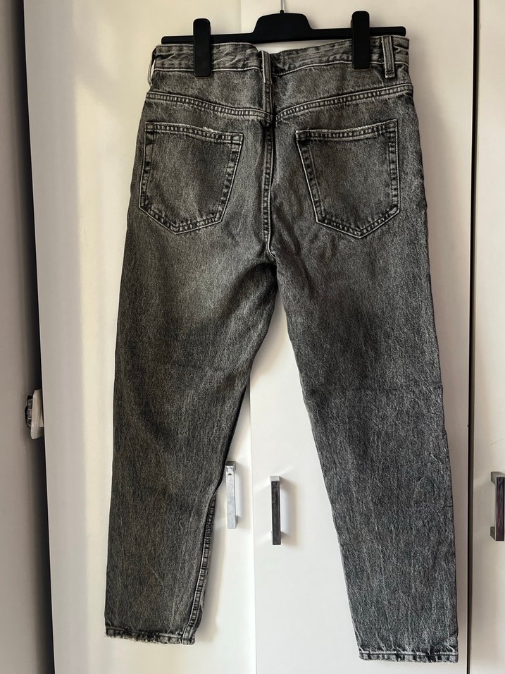 Gri Düğmeli Denim Kadın Jean - Görsel 4