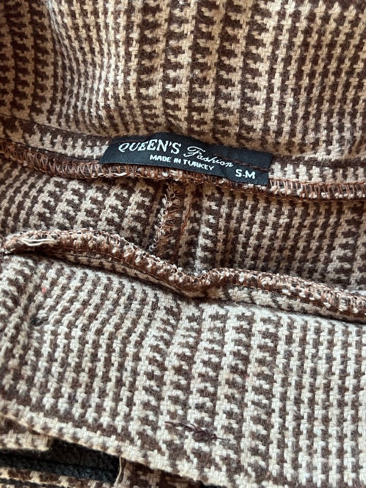 Kahverengi Kemerli Kadın Yünlü Pantolon - Görsel 4