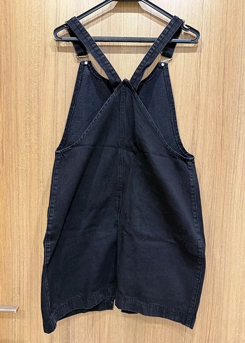 38 Beden Kadın Siyah Denim Midi Salopet