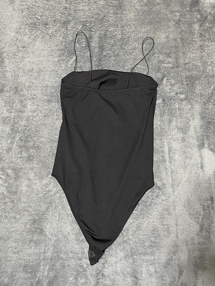 İnce Askılı Siyah Bodysuit - Görsel 3
