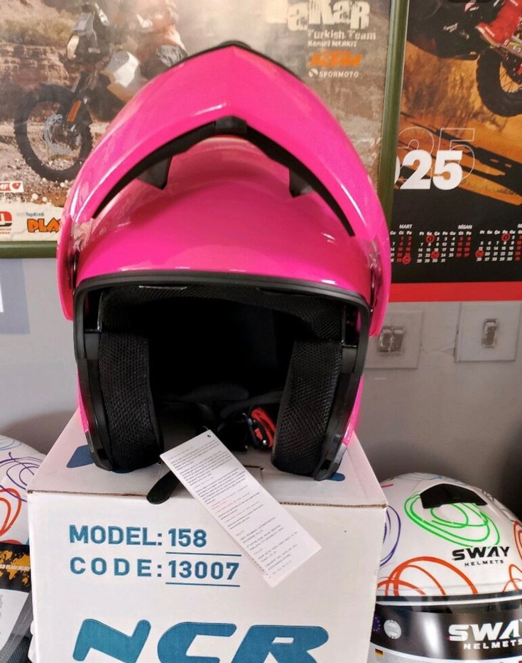 NCR Parlak Pembe Motosiklet Kaskı - Görsel 3