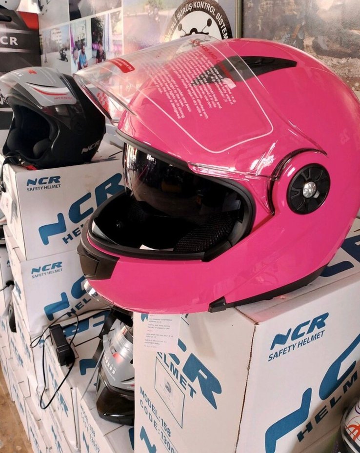 NCR Parlak Pembe Motosiklet Kaskı - Görsel 4
