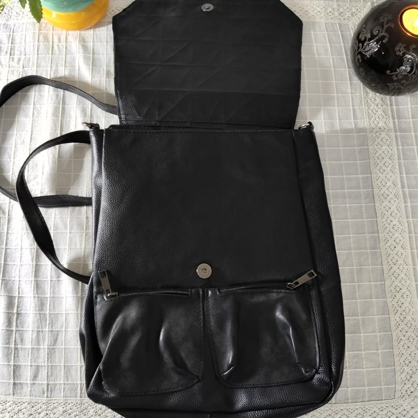 Fermuarlı Siyah Deri Gotik Kadın Sırt Çanta - Görsel 2