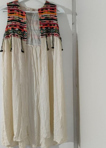 Zara TRF koleksiyon Nakışlı Bohem Uzun Elbise - Görsel 4