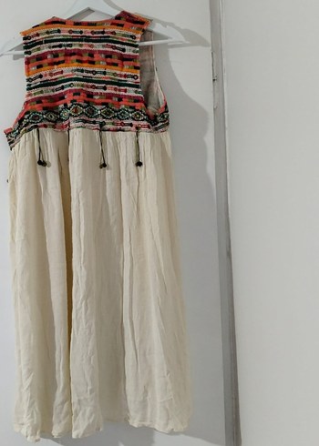 Zara TRF koleksiyon Nakışlı Bohem Uzun Elbise - Görsel 3