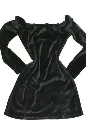 Kadın Siyah Goth Kadife Midi Elbise - Görsel 3