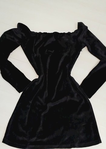 Kadın Siyah Goth Kadife Midi Elbise - Görsel 2