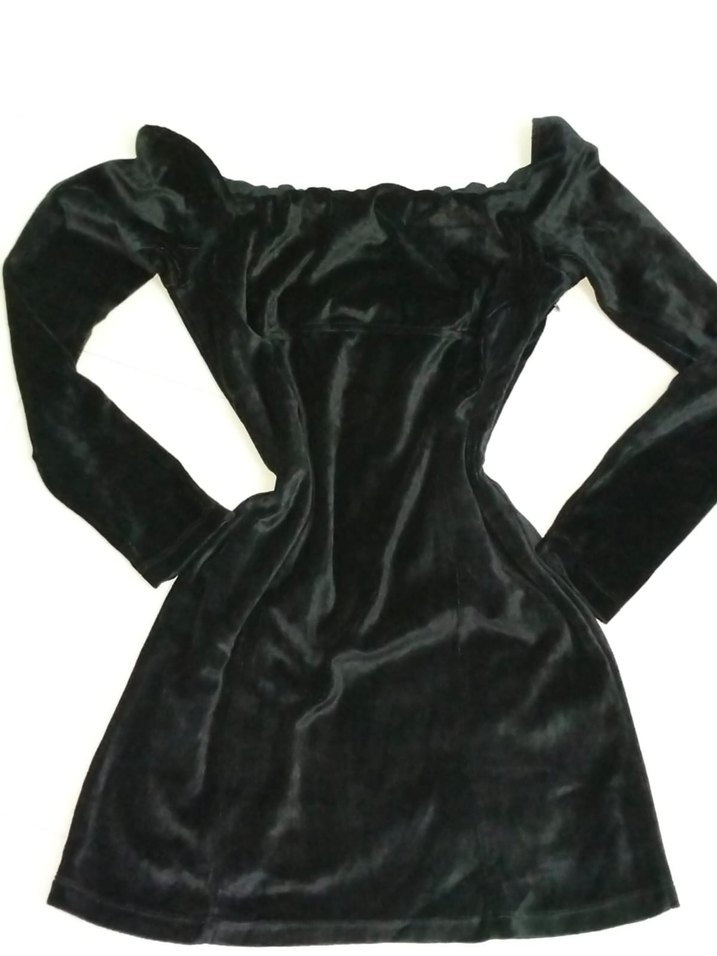 Kadın Siyah Goth Kadife Midi Elbise - Görsel 3