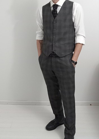 DS Damat Gri Ekoseli Erkek Takım Elbise - Görsel 4