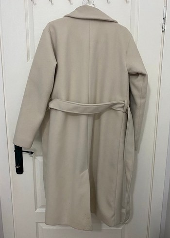 Bej Uzun Kadın Kaban Düğmeli - Görsel 3