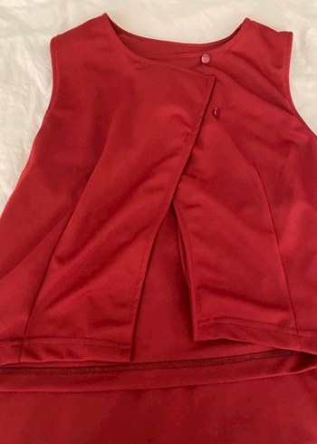 Kırmızı Uzun Drapeli Kadın Abiye Elbise - Görsel 2