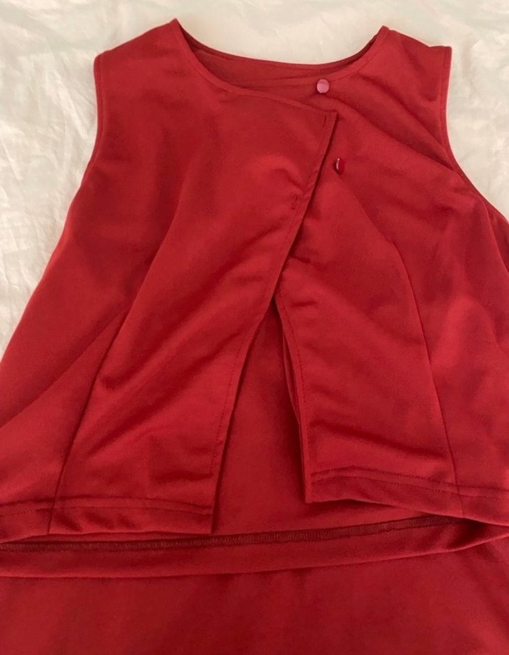 Kırmızı Uzun Drapeli Kadın Abiye Elbise - Görsel 2