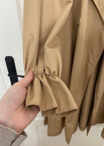 Bej Uzun Kadın Trençkot Drapeli - Görsel 2