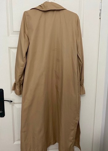 Bej Uzun Kadın Trençkot Drapeli - Görsel 3