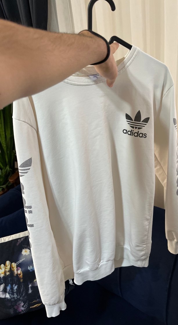 Adidas Erkek Beyaz Pamuklu Sweatshirt - Görsel 5