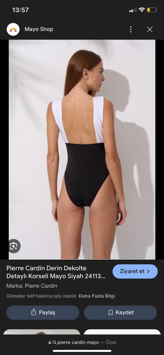 Siyah-Beyaz Minimalist Kadın Mayo - Görsel 2