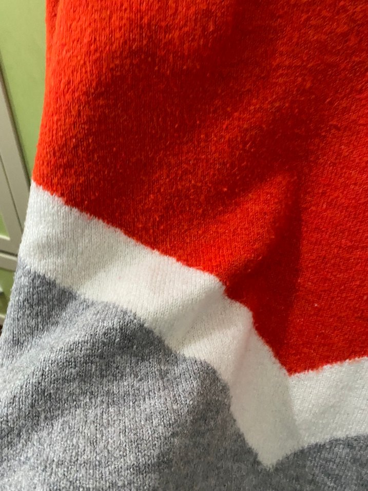 Kadın Kırmızı Gri Oversize Yün Kazak - Görsel 4