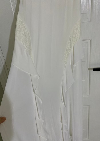 Beyaz Drapeli Uzun Bohem Elbise - Görsel 3