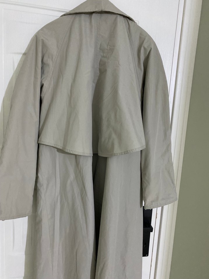 Uzun Gri Keten Kadın Trençkot - Görsel 2