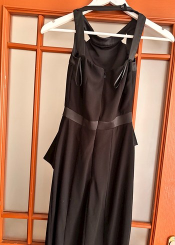 Siyah Uzun Drapeli Straplez Kadın Abiye Elbise - Görsel 5