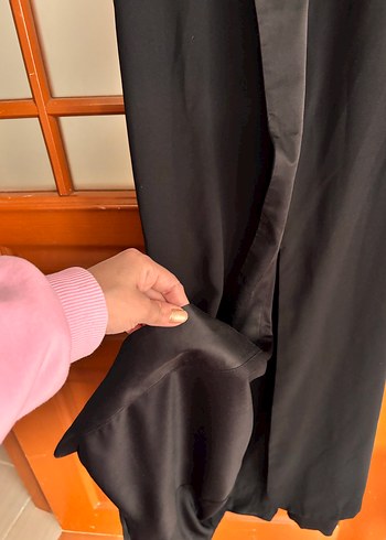 Siyah Uzun Drapeli Straplez Kadın Abiye Elbise - Görsel 4