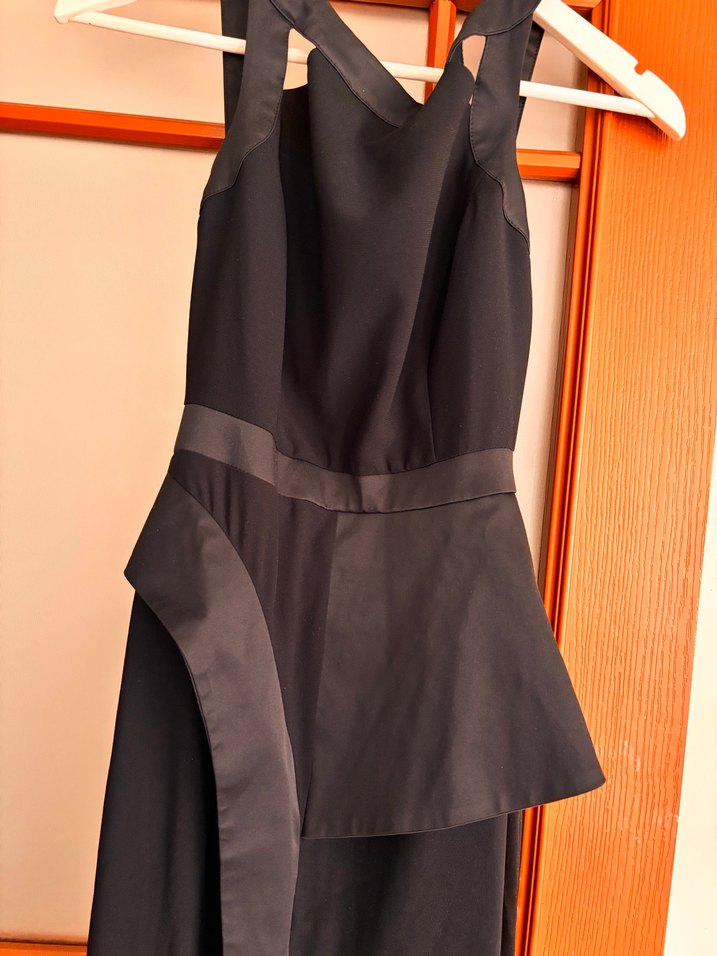 Siyah Uzun Drapeli Straplez Kadın Abiye Elbise - Görsel 3