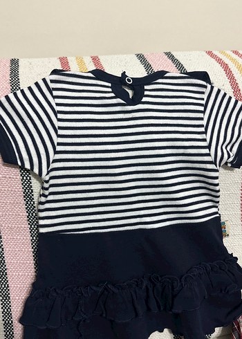 Kız Çocuk Lacivert Çizgili Kısa Kollu Tişört - Görsel 2
