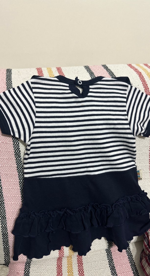 Kız Çocuk Lacivert Çizgili Kısa Kollu Tişört - Görsel 2