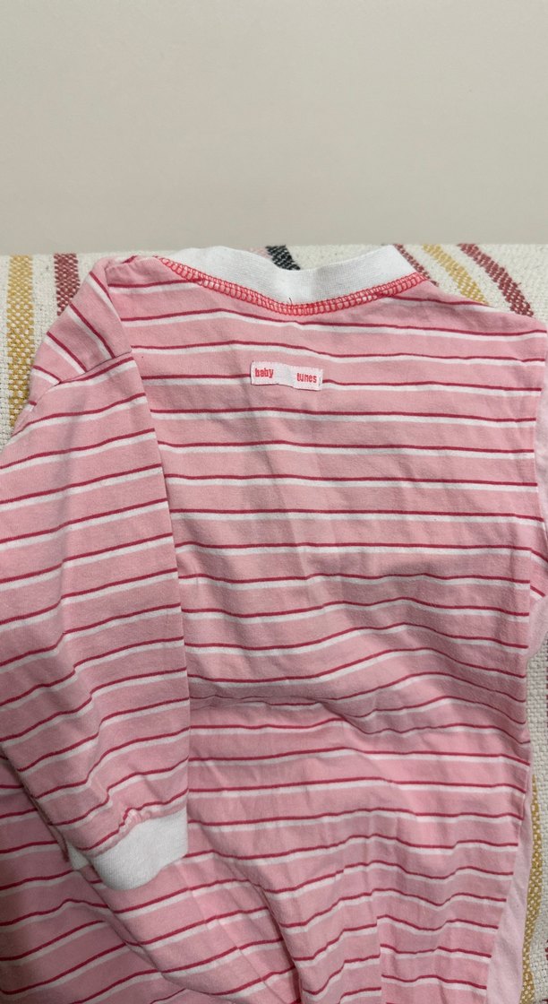 Pembe Bebek Kız Tulum, Düğmeli, Çizgili ve Düz - Görsel 2