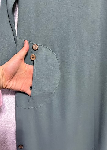 Düğmeli Uzun Kesim Kadın Tunik - Görsel 3