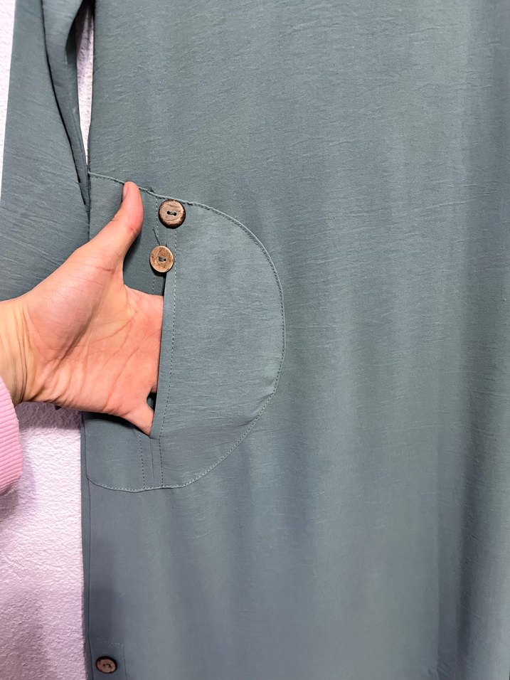 Düğmeli Uzun Kesim Kadın Tunik - Görsel 3