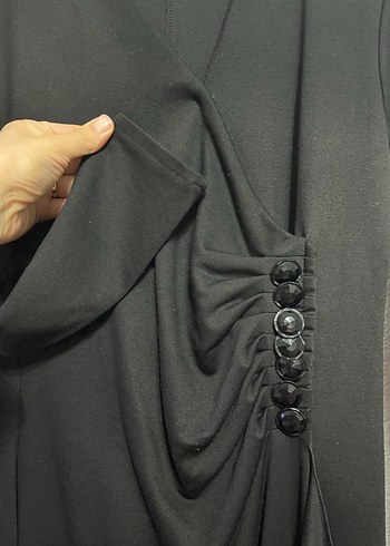 Uzun Kollu Siyah Drapeli Gotik Elbise - Görsel 3