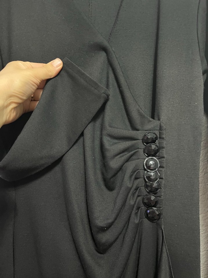 Uzun Kollu Siyah Drapeli Gotik Elbise - Görsel 3