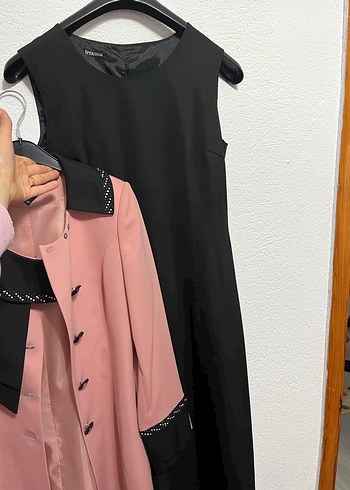 Pembe Nakışlı Uzun Kadın Kaban - Görsel 3